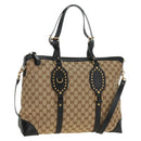 GUCCI GG Canvas Tote Bag 2way Beige Gold 296875 Auth 187995V-1