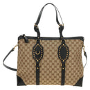 GUCCI GG Canvas Tote Bag 2way Beige Gold 296875 Auth 187995V-2