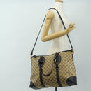 GUCCI GG Canvas Tote Bag 2way Beige Gold 296875 Auth 187995V-28