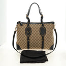 GUCCI GG Canvas Tote Bag 2way Beige Gold 296875 Auth 187995V-29