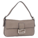 FENDI Celeria Mamma Baguette Shoulder Bag Leather Gray 8BR101 Auth 187996SAM-1