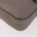 FENDI Celeria Mamma Baguette Shoulder Bag Leather Gray 8BR101 Auth 187996SAM-11