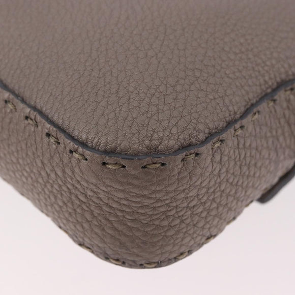 FENDI Celeria Mamma Baguette Schoudertas Leer Grijs 8BR101 Auth 187996SAM