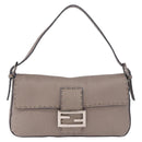 FENDI Celeria Mamma Baguette Shoulder Bag Leather Gray 8BR101 Auth 187996SAM-2