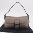 FENDI Celeria Mamma Baguette Shoulder Bag Leather Gray 8BR101 Auth 187996SAM-26