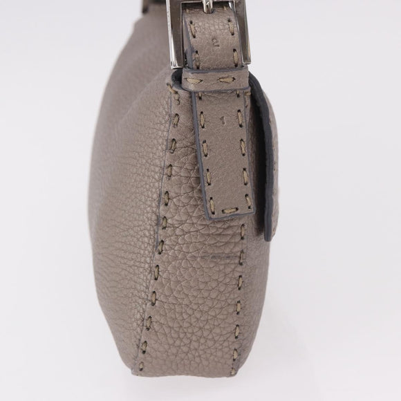 FENDI Celeria Mamma Baguette Shoulder Bag Leather Gray 8BR101 Auth 187996SAM
