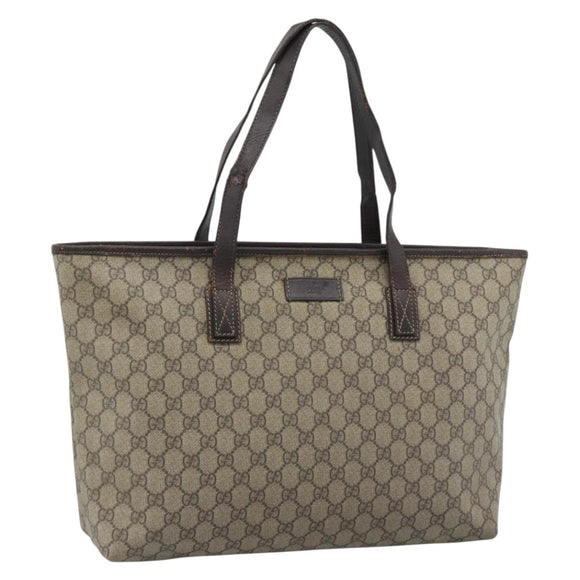 GUCCI GG Supreme Tote Bag PVC Beige 211137 Auth 188000