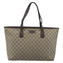 GUCCI GG Supreme Tote Bag PVC Beige 211137 Auth 188000-13