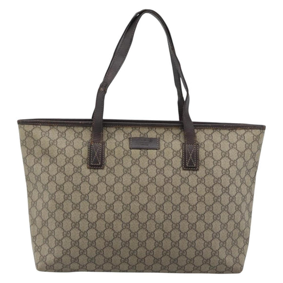 GUCCI GG Supreme Tote Bag PVC Beige 211137 Auth 188000