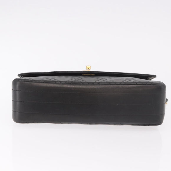 CHANEL Matelasse Chain Shoulder Bag Lamb Skin Black Gold CC Auth 188003A