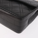 CHANEL Matelasse Chain Shoulder Bag Lamb Skin Black Gold CC Auth 188003A-12