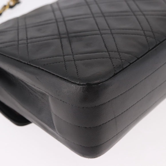 CHANEL Matelasse Chain Shoulder Bag Lamb Skin Black Gold CC Auth 188003A