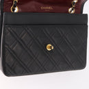 CHANEL Matelasse Chain Shoulder Bag Lamb Skin Black Gold CC Auth 188003A-18