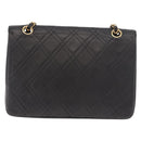 CHANEL Matelasse Chain Shoulder Bag Lamb Skin Black Gold CC Auth 188003A-3