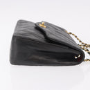 CHANEL Matelasse Chain Shoulder Bag Lamb Skin Black Gold CC Auth 188003A-4