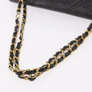 CHANEL Matelasse Chain Shoulder Bag Lamb Skin Black Gold CC Auth 188003A-7