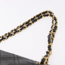 CHANEL Matelasse Chain Shoulder Bag Lamb Skin Black Gold CC Auth 188003A-8