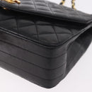 CHANEL Matelasse Chain Shoulder Bag Lamb Skin Black Gold CC Auth 188004M-15