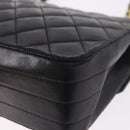CHANEL Matelasse Chain Shoulder Bag Lamb Skin Black Gold CC Auth 188004M-17