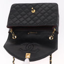 CHANEL Matelasse Chain Shoulder Bag Lamb Skin Black Gold CC Auth 188004M-19