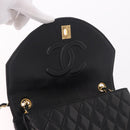 CHANEL Matelasse Chain Shoulder Bag Lamb Skin Black Gold CC Auth 188004M-20