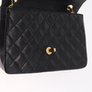 CHANEL Matelasse Chain Shoulder Bag Lamb Skin Black Gold CC Auth 188004M-21