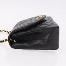 CHANEL Matelasse Chain Shoulder Bag Lamb Skin Black Gold CC Auth 188004M-4