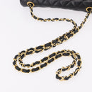 CHANEL Matelasse Chain Shoulder Bag Lamb Skin Black Gold CC Auth 188004M-7
