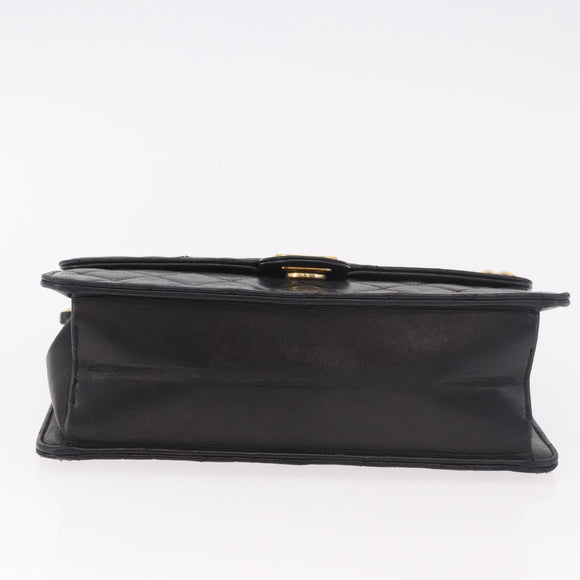 CHANEL Matelasse Chain Shoulder Bag Lamb Skin Black Gold CC Auth 188005
