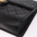 CHANEL Matelasse Chain Shoulder Bag Lamb Skin Black Gold CC Auth 188005-12