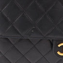 CHANEL Matelasse Chain Shoulder Bag Lamb Skin Black Gold CC Auth 188005-3