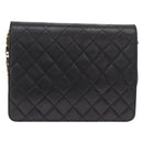CHANEL Matelasse Chain Shoulder Bag Lamb Skin Black Gold CC Auth 188005-4