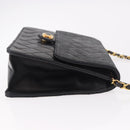 CHANEL Matelasse Chain Shoulder Bag Lamb Skin Black Gold CC Auth 188005-5