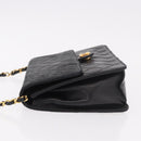 CHANEL Matelasse Chain Shoulder Bag Lamb Skin Black Gold CC Auth 188005-6