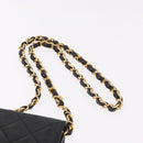 CHANEL Matelasse Chain Shoulder Bag Lamb Skin Black Gold CC Auth 188005-9