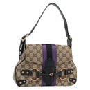 GUCCI GG Canvas Horsebit Shoulder Bag Beige 129699 Auth 188006V-1