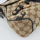 GUCCI GG Canvas Horsebit Shoulder Bag Beige 129699 Auth 188006V-14