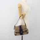 GUCCI GG Canvas Horsebit Shoulder Bag Beige 129699 Auth 188006V-22