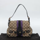 GUCCI GG Canvas Horsebit Shoulder Bag Beige 129699 Auth 188006V-12