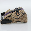 GUCCI GG Canvas Horsebit Shoulder Bag Beige 129699 Auth 188006V-3