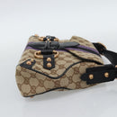 GUCCI GG Canvas Horsebit Shoulder Bag Beige 129699 Auth 188006V-4