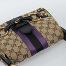GUCCI GG Canvas Horsebit Shoulder Bag Beige 129699 Auth 188006V-6