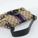 GUCCI GG Canvas Horsebit Shoulder Bag Beige 129699 Auth 188006V-7