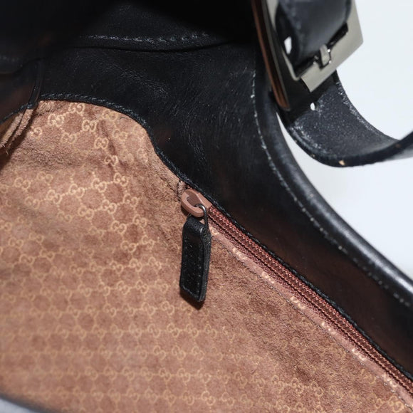 GUCCI Jackie Shoulder Bag Leather Black Auth 188007V