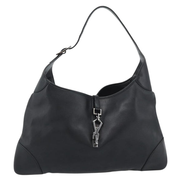 GUCCI Jackie Shoulder Bag Leather Black Auth 188007V