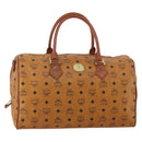MCM Vicetos Boston Bag Leather Brown Gold Auth 188009-1