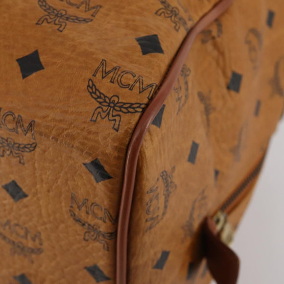 MCM Vicetos Boston Bag Leather Brown Gold Auth 188009