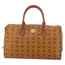 MCM Vicetos Boston Bag Leather Brown Gold Auth 188009-13