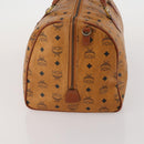 MCM Vicetos Boston Bag Leather Brown Gold Auth 188009-3