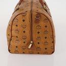 MCM Vicetos Boston Bag Leather Brown Gold Auth 188009-4